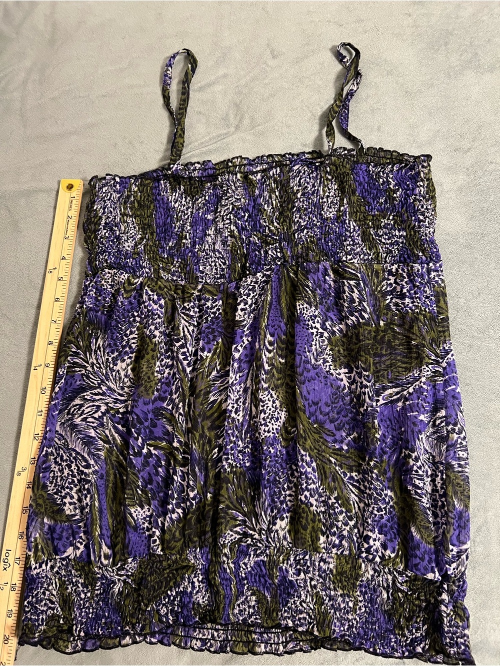 Xhilaration Purple & Olive Printed Spaghetti Strap Camisole Top
